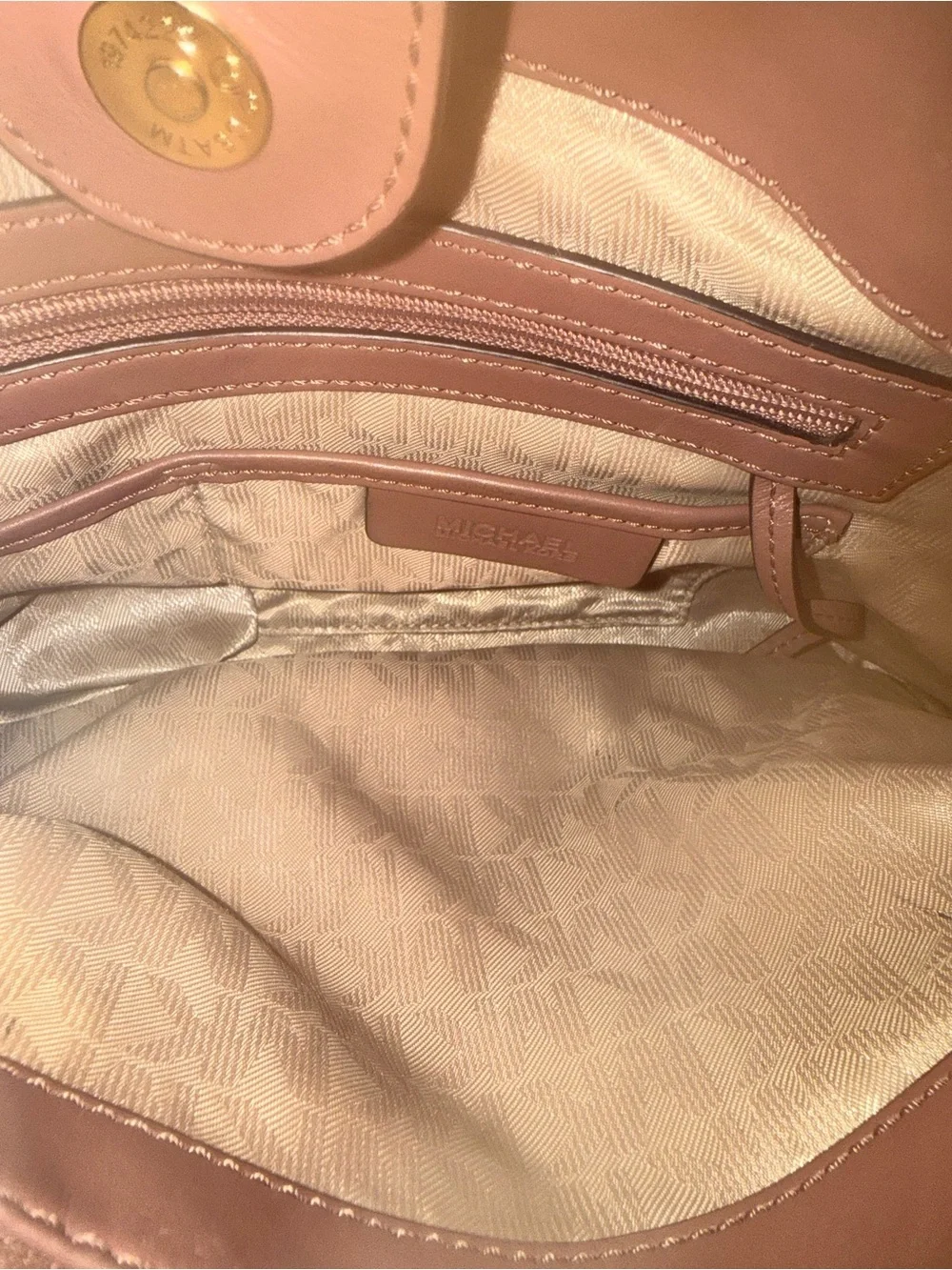 Michael Kors Quilted Satchel in Mauve Brown with Gold Hardware